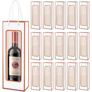 Wine Gift Bags - 20 Pcs Paper Bottle Bags With Window for Appreciation, Weddi...